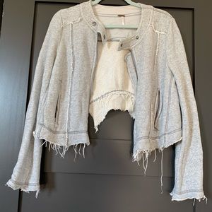 Free people crop sweater moto jacket